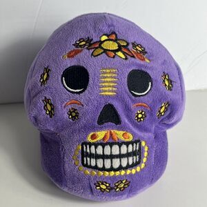 Day Of The Dead Skull Plush Purple Embroidered Raw Pal Stuffed Animal Toy